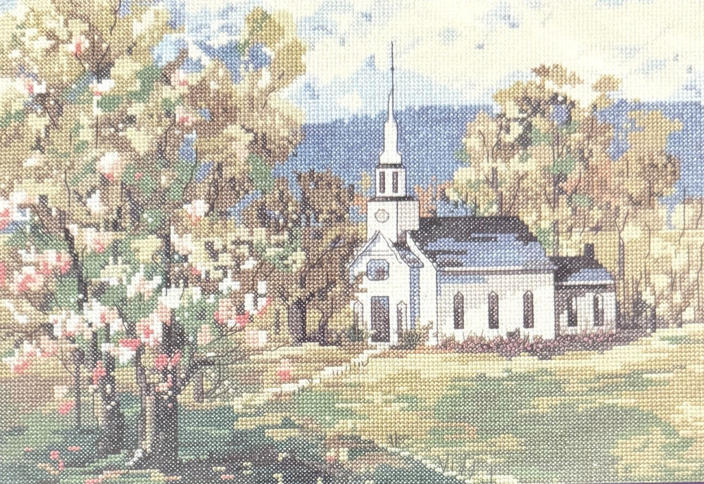 Bucilla Cross Stitch Kit Countryside White Church 42761 Vintage 2001 NOS Sealed